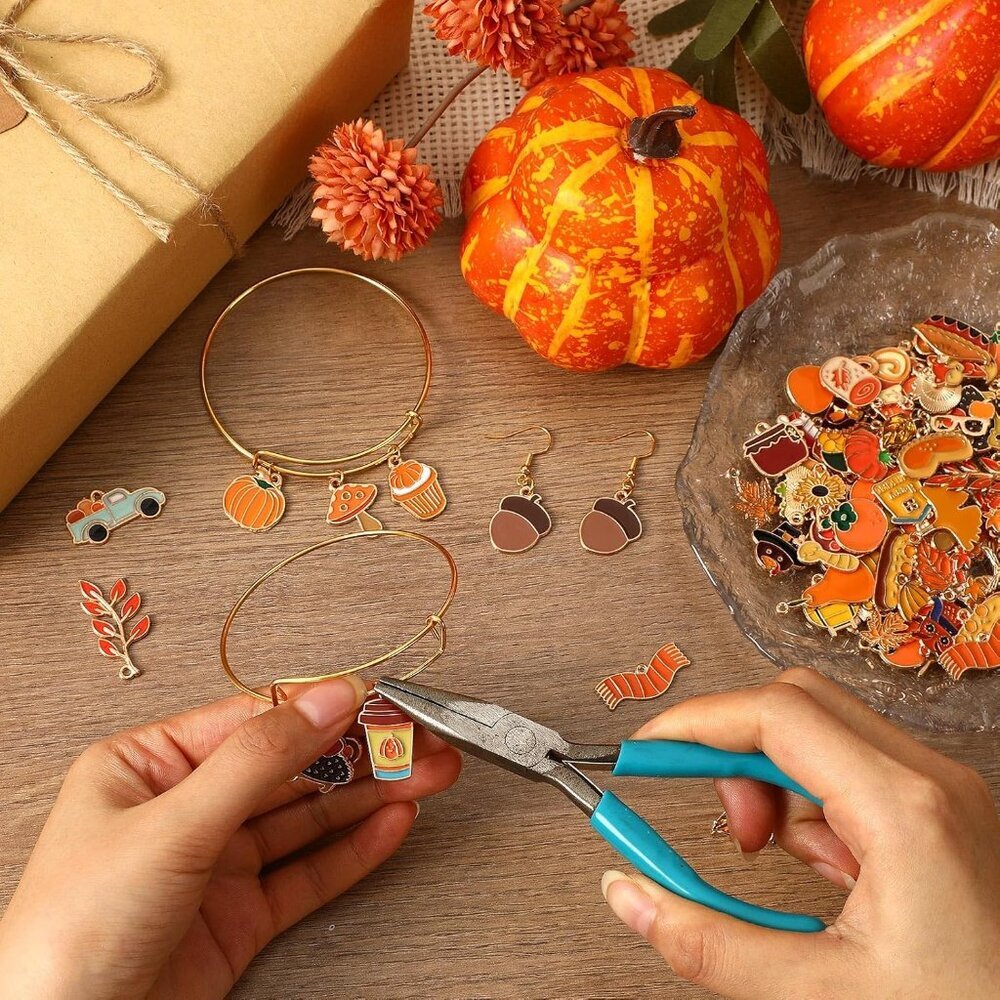Fall Charms Thanksgiving Charms Enamel Charm Pendants Autumn Thanksgiving Pumpki - Picture 5 of 7